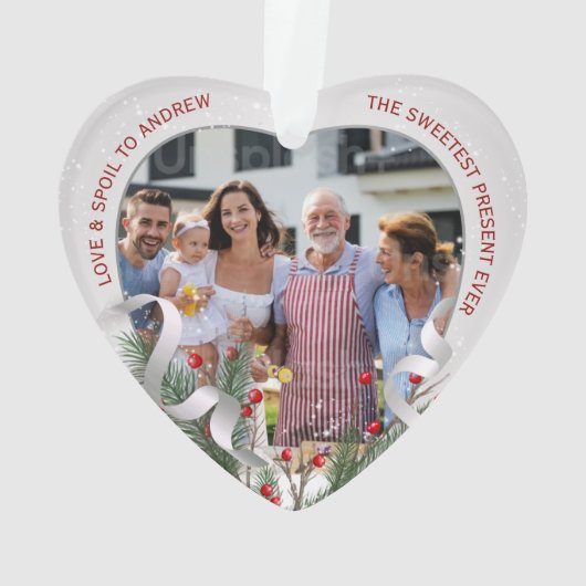 2 Fotos Neue Großeltern Silver Frame Ornament (Rückseite)