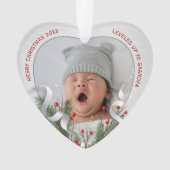 2 Fotos Neue Großmutter Neues Baby Foto Silber Rah Ornament (Vorderseite)