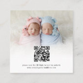 2 Fotos QR Code Baby Fotograf Square Quadratische Visitenkarte (Rückseite)