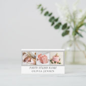 2 Fotos QR Code Neugeborene Babyfotograf Visitenkarte (Stehend Vorderseite)