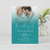 2 Fotos QR Jewel Tone Lila Hochzeit Einladung (Stehend Vorderseite)