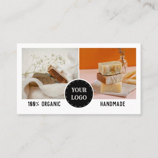 2 Fotos Runde Logos Kleines Kunsthandwerk Visitenkarte (Vorderseite)