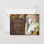 2 Fotos rustikale Fall Blumenwald Hochzeit danke Mitteilungskarte (Vorderseite)