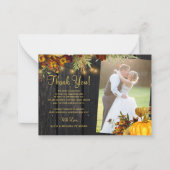 2 Fotos rustikale Fall Blumenwald Hochzeit danke Mitteilungskarte (Vorderseite)