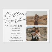 2 Fotos Save the Date besser Schwarz-weiß Magnetkarte (Vorderseite)