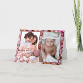 2 Fotos Schöne Ornament-Urlaubskarte hinzufügen Feiertagskarte