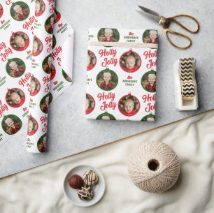 2 Fotos Scrip Holly Jolly Weihnachtsschmuck Geschenkpapier