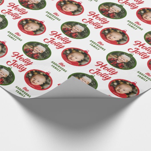 2 Fotos Scrip Holly Jolly Weihnachtsschmuck Geschenkpapier (Ecke)