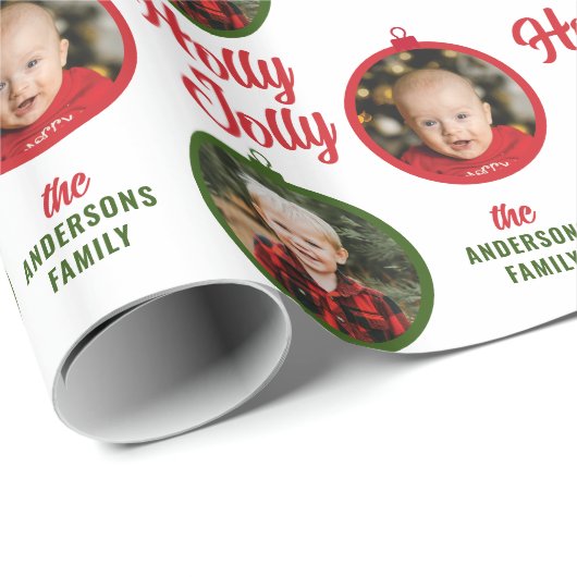 2 Fotos Scrip Holly Jolly Weihnachtsschmuck Geschenkpapier (Rolleneckpunkt)