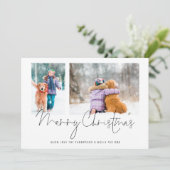 2 Fotos Script Family und Hund Frohe Weihnachten (Stehend Vorderseite)