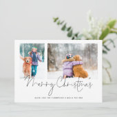 2 Fotos Script Family und Hund Frohe Weihnachten (Stehend Vorderseite)