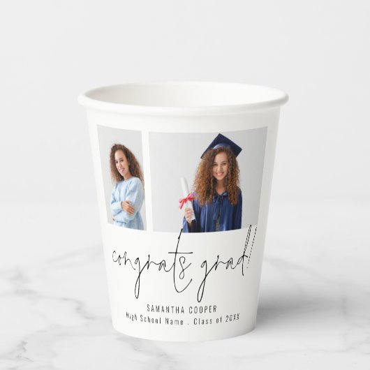 2 Fotos Script Glückwunsch Grand Danke Pappbecher (Vorderseite)