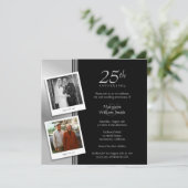 2 Fotos Silberne Hochzeit 25. Hochzeitstag Party Einladung (Stehend Vorderseite)