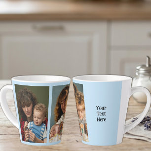 2 Fotos Text hinzufügen weiß blau Milchtasse