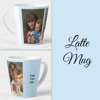2 Fotos Text hinzufügen weiß blau Milchtasse