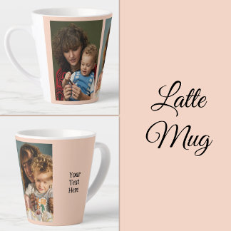 2 Fotos Text hinzufügen weißer Pfirsich Milchtasse