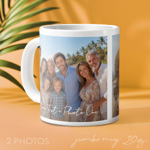 2 Fotos und minimaler Textüberzug mit Schrift Jumbo-Tasse