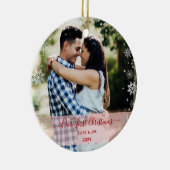 2 Fotos Unser erstes Weihnachtskuchenschnee Elegan Keramik Ornament (Rechts)