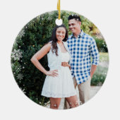 2 Fotos Unser erstes Weihnachtskuchenschnee Elegan Keramik Ornament (Hinten)