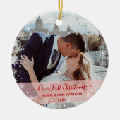 2 Fotos (Vert+H) 1. Weihnachtsfeier Frau Snowflake Keramik Ornament (Vorne)