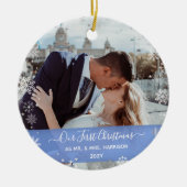 2 Fotos (Vert+H) 1. Weihnachtsfeier Frau Snowflake Keramik Ornament (Vorne)