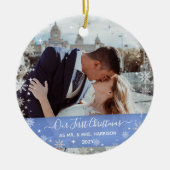 2 Fotos (Vert+H) 1. Weihnachtsfeier Frau Snowflake Keramik Ornament (Vorne)