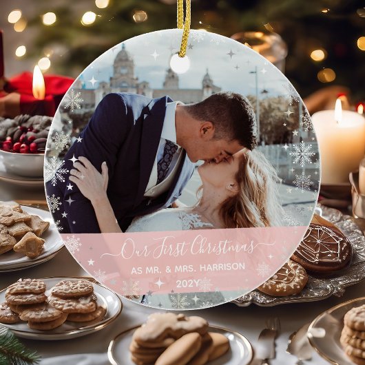 2 Fotos (Vert+H) 1. Weihnachtsfeier Frau Snowflake Keramik Ornament