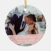 2 Fotos (Vert+H) 1. Weihnachtsfeier Frau Snowflake Keramik Ornament (Vorne)