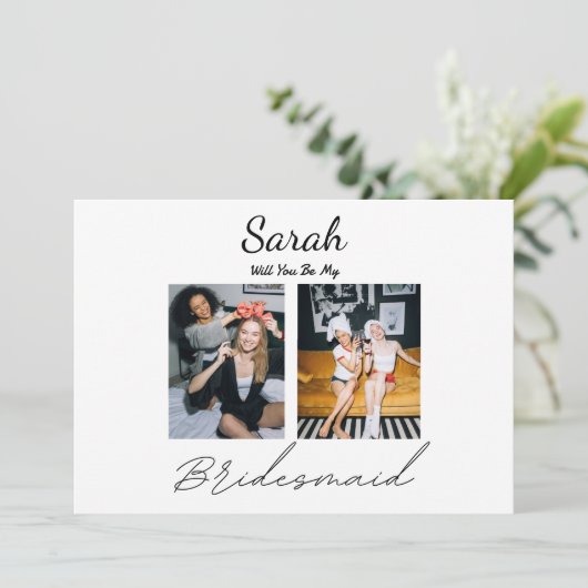 2 Fotos werden Sie mein Vorschlag für eine Braudes Einladung (Stehend Vorderseite)