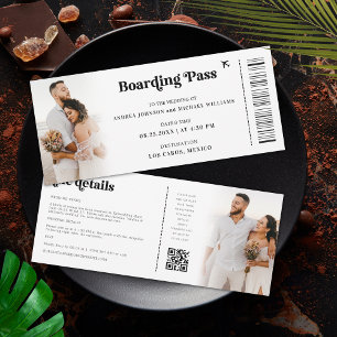 2 Fotos Zielfahrkarte Boarding Pass Hochzeit Einladung