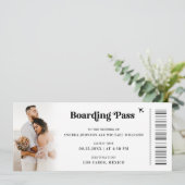 2 Fotos Zielfahrkarte Boarding Pass Hochzeit Einladung (Stehend Vorderseite)