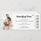 2 Fotos Zielfahrkarte Boarding Pass Hochzeit Einladung (Vorderseite)
