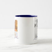 2 Fotovorlage Doppelseitige Liebe Text Blau Zweifarbige Tasse (Mittel)