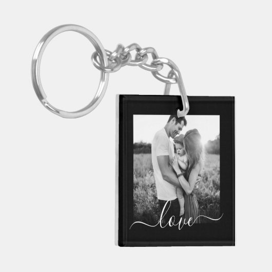 2 Fotovorlage Doppelseitige Liebe Text Schwarz-Tas Schlüsselanhänger (Vorderseite links)