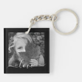 2 Fotovorlage Doppelseitige Liebe Text Schwarz-Tas Schlüsselanhänger (Rückseite)