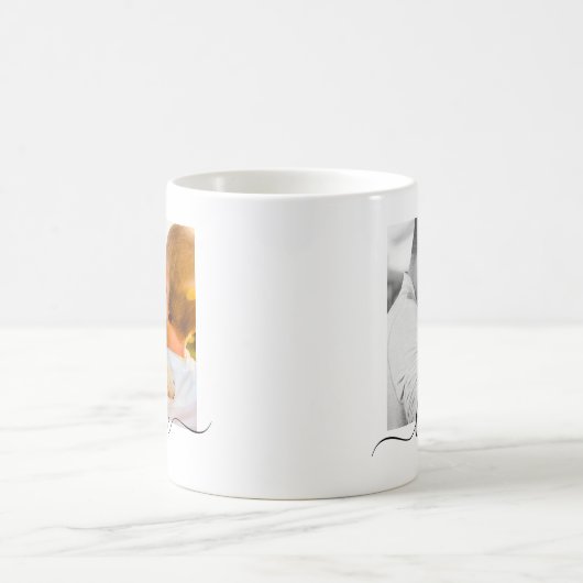 2 Fotovorlage Doppelseitige Liebe Weißer Text Kaffeetasse (Mittel)