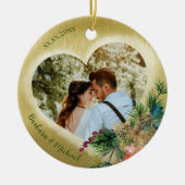 2 Fotovorlage Gold Personalisiert Keramik Ornament (Vorne)