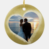 2 Fotovorlage Gold Personalisiert Keramik Ornament (Hinten)