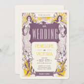 2 Frauen und Lilies Letterpress Style Wedding Einladung (Vorne/Hinten)