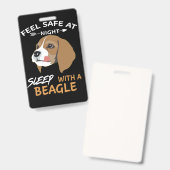 2 fühlen sich bei Nachtruhe mit Beagle sicher Ausweis (Front & Back)