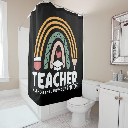 2- Funny Teacher Mode Teaching Geschenk für Lehrer Duschvorhang (Beispiel)