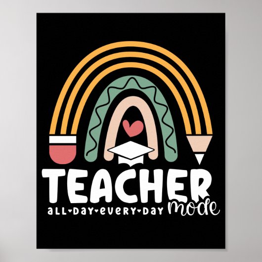 2- Funny Teacher Mode Teaching Geschenk für Lehrer Poster (Vorne)