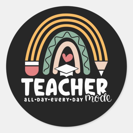 2- Funny Teacher Mode Teaching Geschenk für Lehrer Runder Aufkleber (Vorderseite)