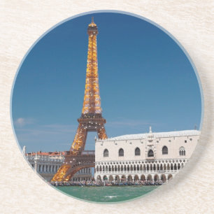 2 für 1 Venedig und Paris - Gemischte Welt Sandstein Untersetzer