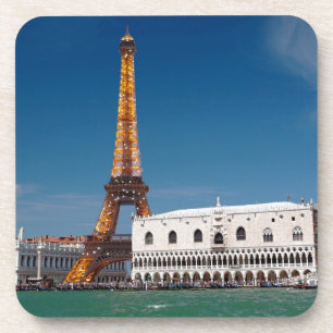 2 für 1 Venedig und Paris - Gemischte Welt Untersetzer