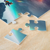 2 Futuristische Weltraumkatzen Neonlicht farbige K Puzzle (Seite)