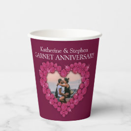 2. Garnet Hochzeitstag Herz Foto rot Pappbecher