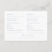 2 Gast Floral Dusty Blue Wedding RSVP Begleitkarte (Rückseite)