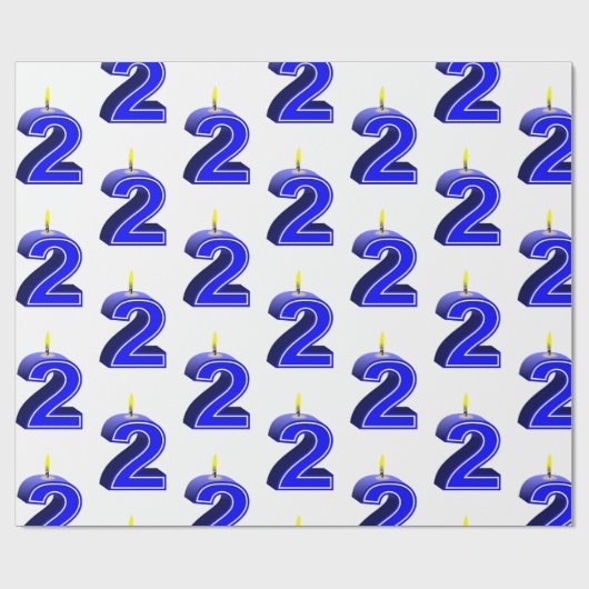 2. Geburtstag 2 Candle Blue Geschenkpapier (Flach)