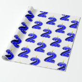 2. Geburtstag 2 Candle Blue Geschenkpapier (Ungerollt)